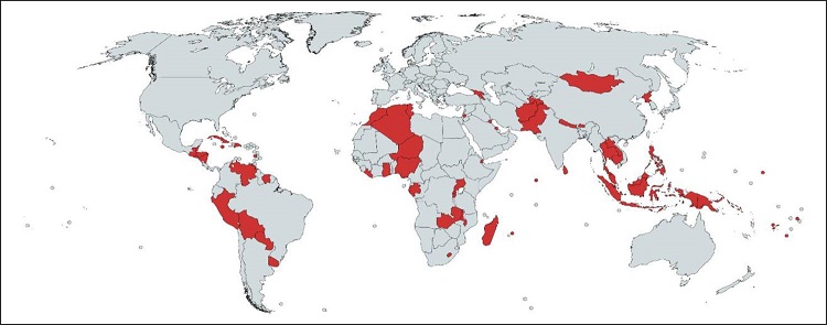 Mapa de las naciones y reinos incluidos en el artículo