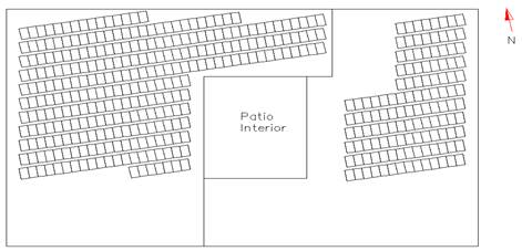 Propuesta de distribuci&oacute;n de los paneles del parque solar fotovoltaico. Fuente: (Autores, 2019)