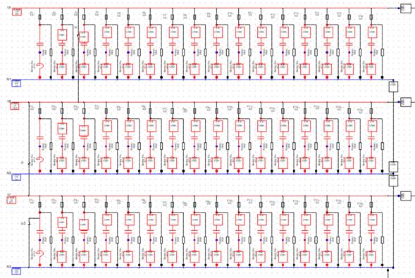 Modelo detallado de una de las secciones del banco de condensadores.
