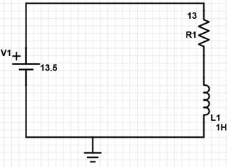 Circuito RL estimulado con CD implementado en PartSim