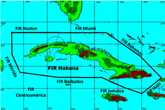 Regi&oacute;n de Informaci&oacute;n de Vuelos de Cuba (FIR Habana).