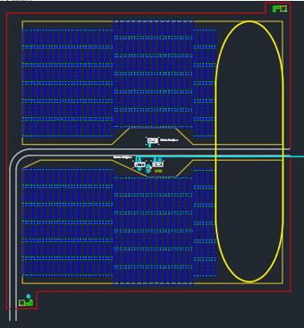 Redise&ntilde;o de la central fotovoltaica (400 estructuras con 22 m&oacute;dulos cada una) con 5&deg; de inclinaci&oacute;n y azimut -90&deg; y 90&deg;