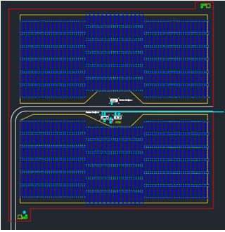 Vista en planta de la Central Fotovoltaica Yaguajay con 152 estructuras agregadas. 