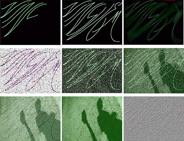 Reprodu&ccedil;&atilde;o de 9 fotogramas do videopoema &ldquo;Ningu&eacute;m&rdquo; (2007) de Augusto de Campos. Printscreens selecionados a partir do arquivo original em formato mp4. 