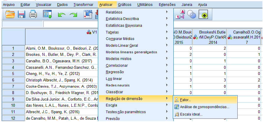 Análise Fatorial Exploratória no SPSS.