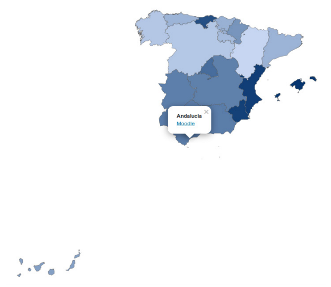 Captura de imagen del mapa virtual interactivo con un ejemplo del EVA utilizado en Andaluc&iacute;a