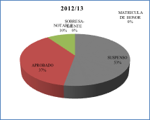Calificaciones del grupo online en el curso 2012/13