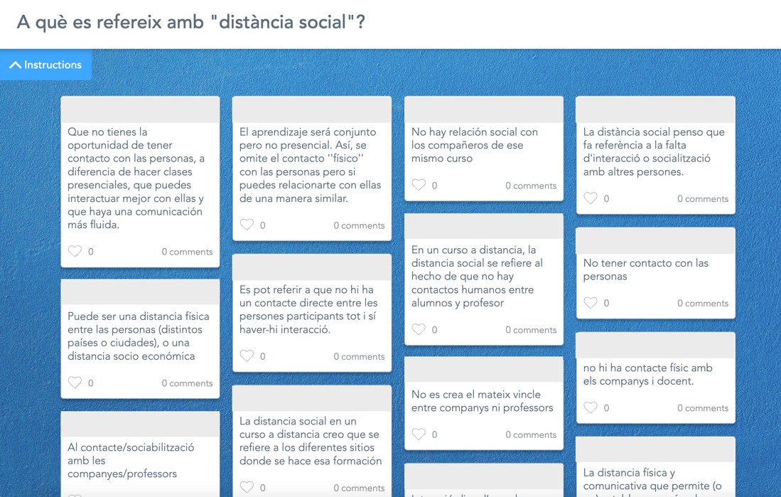 Muestra de la actividad compartida Tablero colaborativo en la que los estudiantes responden qu entienden por un concepto