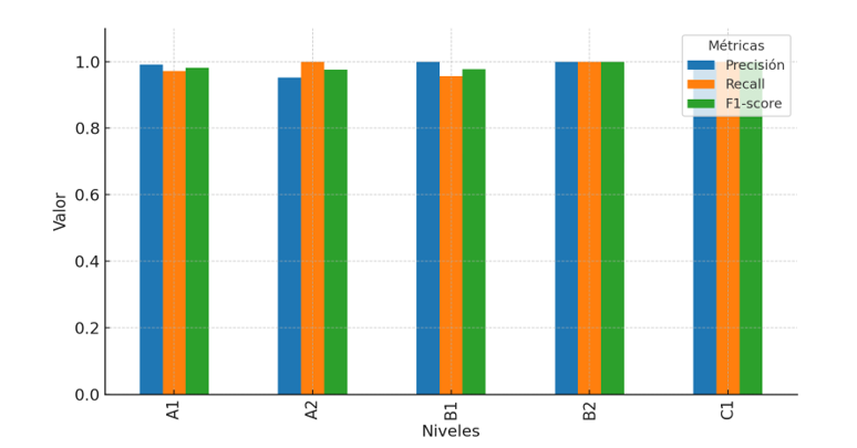 Resultados por nivel en la experimentación fine-tuning 90-5-5