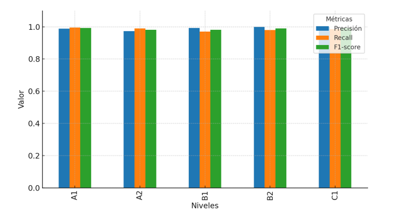 Resultados por nivel en la experimentación fine-tuning 80-20