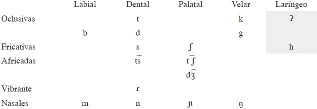 Consonantes del boruca