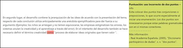 Ejemplo de revisi�n realizada por Estilector.
