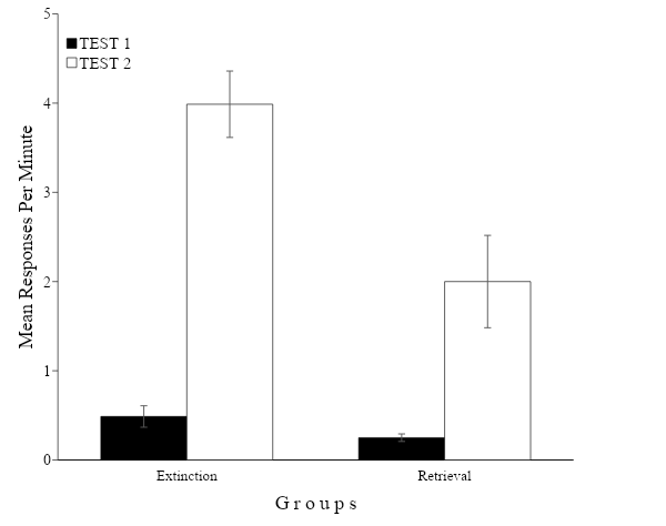 Mean responses during the test sessions for both groups.