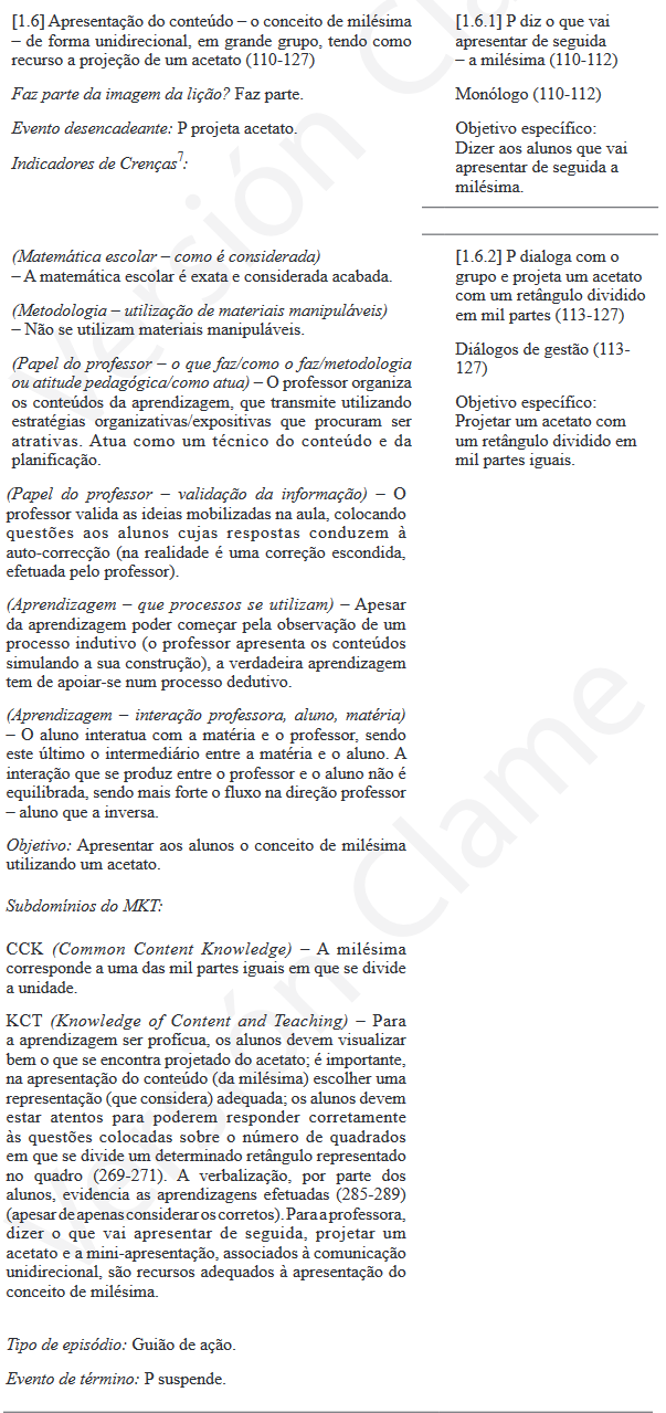 Caracterizçã detalhada da primeira ocurrência de um episódio associado a um objetivo de apresentação do conceito de milésima