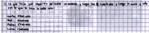 Una forma para distribuir el premio en la situación 4