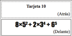 Ejemplo de tarjetas observada por los niños