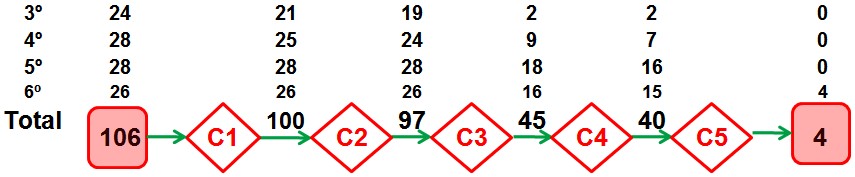 Evolución por cursos del proceso directo de la generalización
lineal