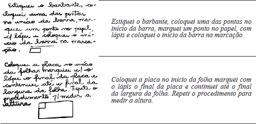 Registro de um professor do Grupo 1