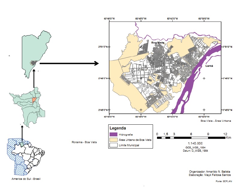 Mapa de localização da cidade de Boa Vista