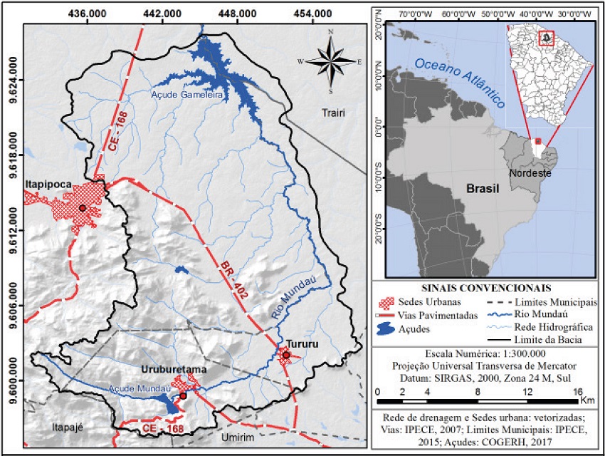 Mapa de localização da bacia do rio Mundaú