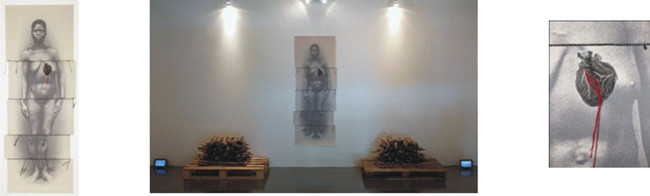 Imagens de instalação da série Assentamentos – Rosana Paulino