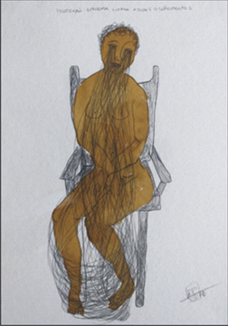 Proteção extrema contra dor e o sofrimento.
Grafite e aquarela sobre papel, 2011. Rosana Paulino.