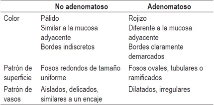 Clasificaci&oacute;n de p&oacute;lipos no adenomatosos y adenomatosos
utilizando el sistema i-Scan (clasificaci&oacute;n ICE) (32)