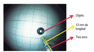 Patr&oacute;n de referencia con imagen capturada por el colonoscopio.