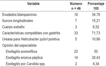 Hallazgos endosc&oacute;picos