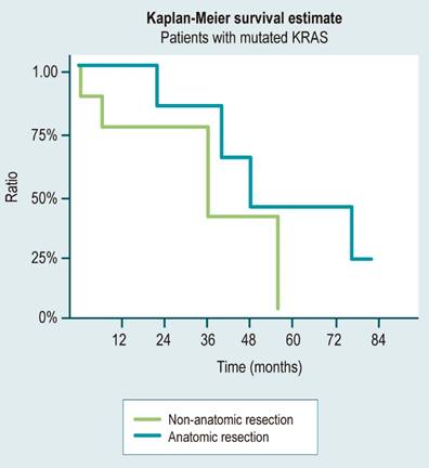 Overall survival of patients with KRAS mutation according to the type of resection. Source: Authors&rsquo; own research.
