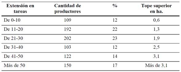 Tamaño de propiedades agrícolas en Elías Piña