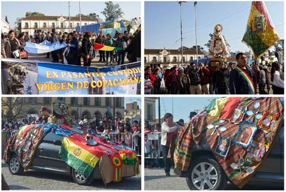 Los pasantes: Im&aacute;genes 13 y 14 (arriba), los pasantes son devotos que participan en la celebraci&oacute;n en calidad de patrocinadores y organizadores. Se renuevan cada a&ntilde;o y establecen entre ellos (salientes y entrantes) lazos de solidaridad y de compadrazgo. Im&aacute;genes 15 y 16 (abajo), los &ldquo;pasantes de carga&rdquo; (o &ldquo;promesantes de carga&rdquo;), adornan sus autos con bienes de consumo y otros elementos tradicionales, y ponen a prueba su fe mediante promesas a la Virgen.