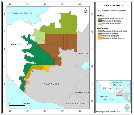 Municipios fronterizos de M&eacute;xico y Guatemala