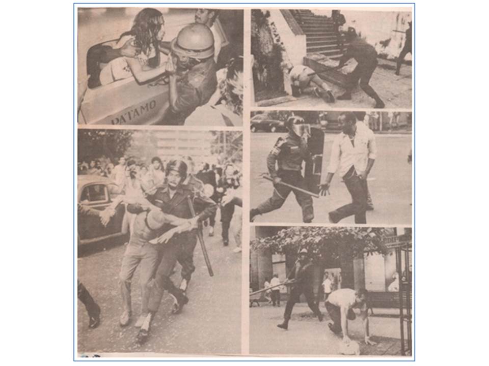 Arranjo fotográfico que acompanha a
reportagem completa do acontecimento,  com
depoimentos de populares e autoridades