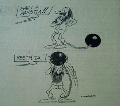 Charge “Saiu a Anistia!!”.