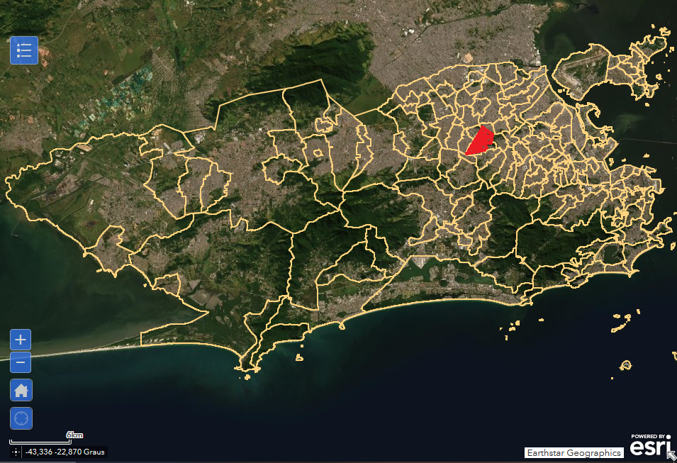 Mapa da Cidade do Rio de Janeiro/Bairros. Madureira est destacado em vermelho.