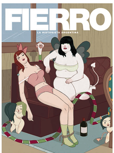 Portada de Alejandra Lunik. �nica autora que firm� una portada en la revista Fierro en sus tres etapas de publicaci�n (cien n�meros entre 1984-1992/ ciento veinticinco n�meros entre 2006-2017/ ocho vol�menes entre 2017-2019)