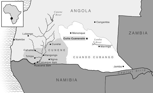 Mapa de Angola mostrando a posio de Cuito Cuanavale
