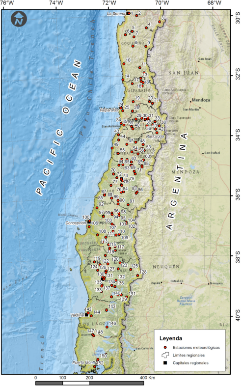 Localización de las estaciones utilizadas en el presente estudio.
