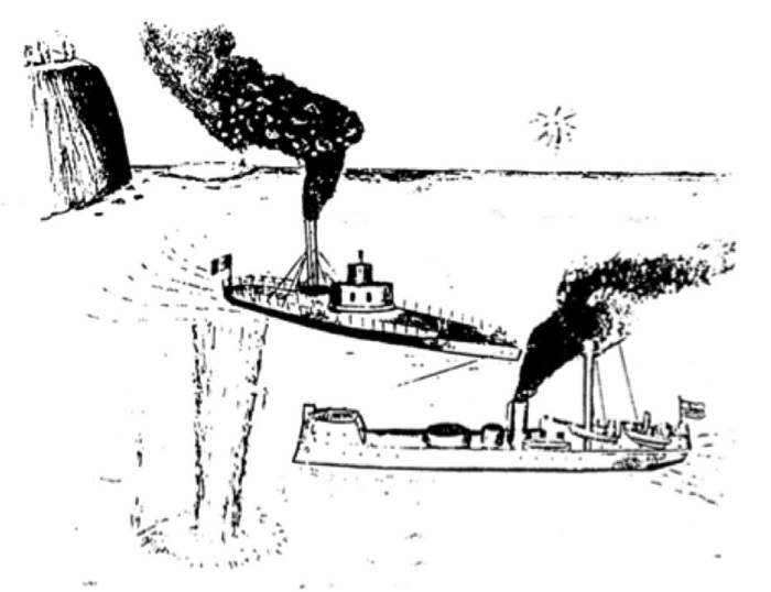 Combate del 27 de febrero de 1880, instante en que se cruzan los navíos.