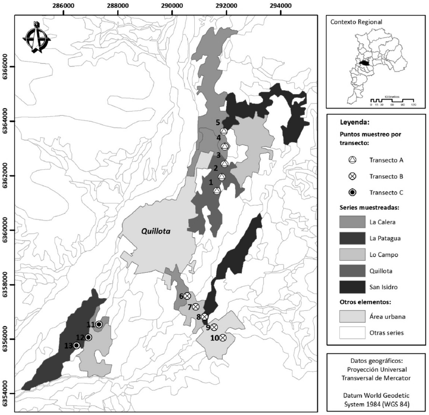 &Aacute;rea de estudio: periurbano de la ciudad de Quillota.
