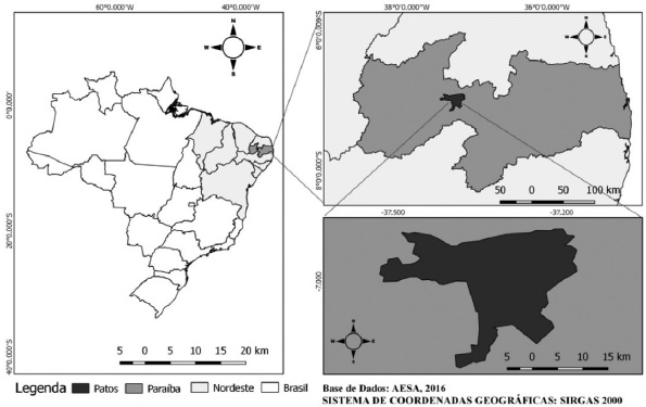 Mapa de localização Município de Patos, Paraíba-Brasil