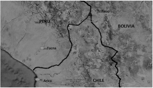 Regi&oacute;n trifronteriza en los Andes Centrales en torno
al hito &lsquo;Trifinio&rsquo;