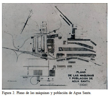Plano de las m�quinas y poblaci�n de Agua Santa