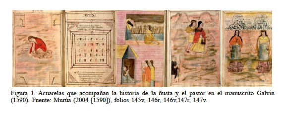Acuarelas que acompa�an la historia de la �usta y el pastor en el manuscrito Galvin (1590)