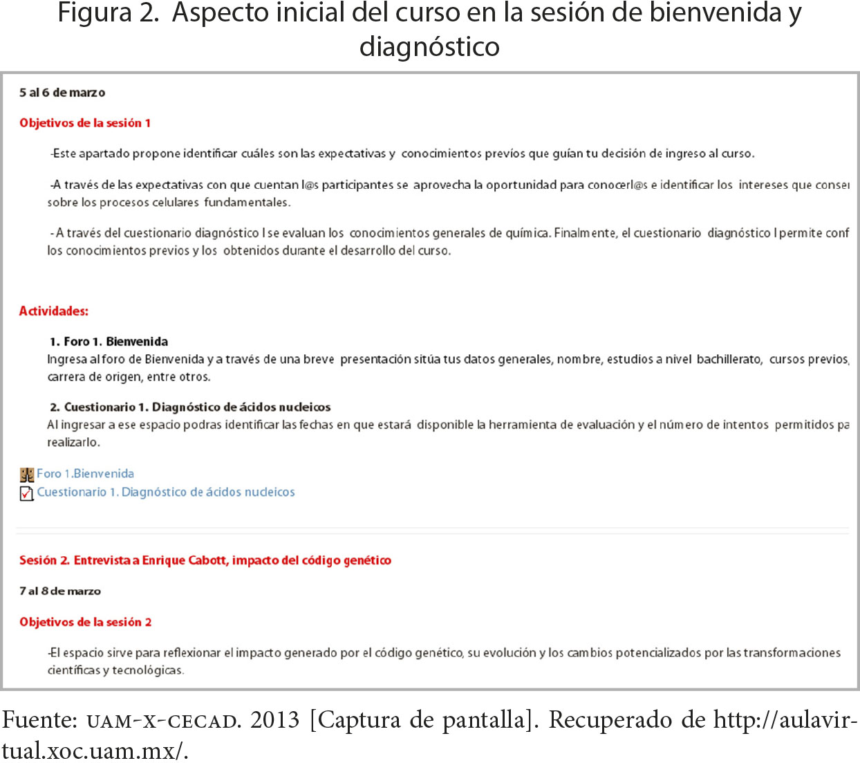 Aspecto inicial del curso en la sesi&oacute;n de bienvenida y diagn&oacute;stico.