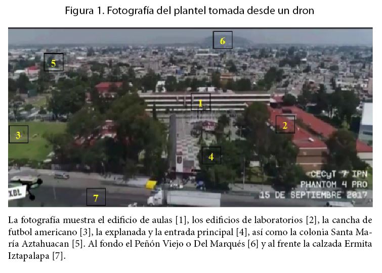 Fotografía del plantel tomada desde un dron