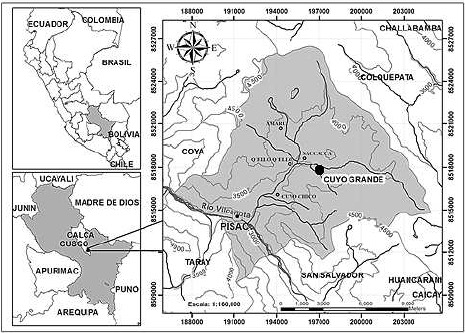 Mapa de ubicación geográfica y política de la comunidad de Cuyo Grande
