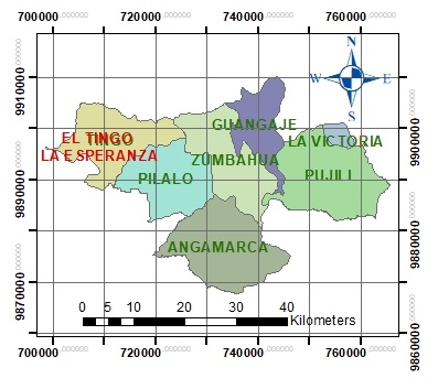 Ubicación geográfica de la parroquia El Tingo La Esperanza en la cordillera occidental de los Andes centrales del Ecuador.