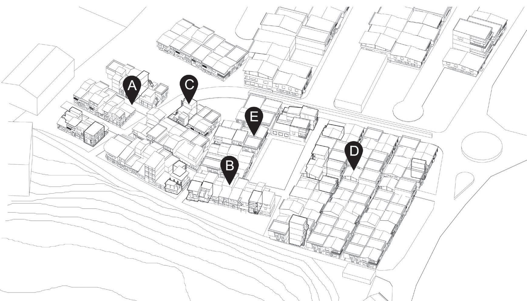 Sectores
dentro del barrio en relación con la normativa aplicable y el proceso de
conformación.